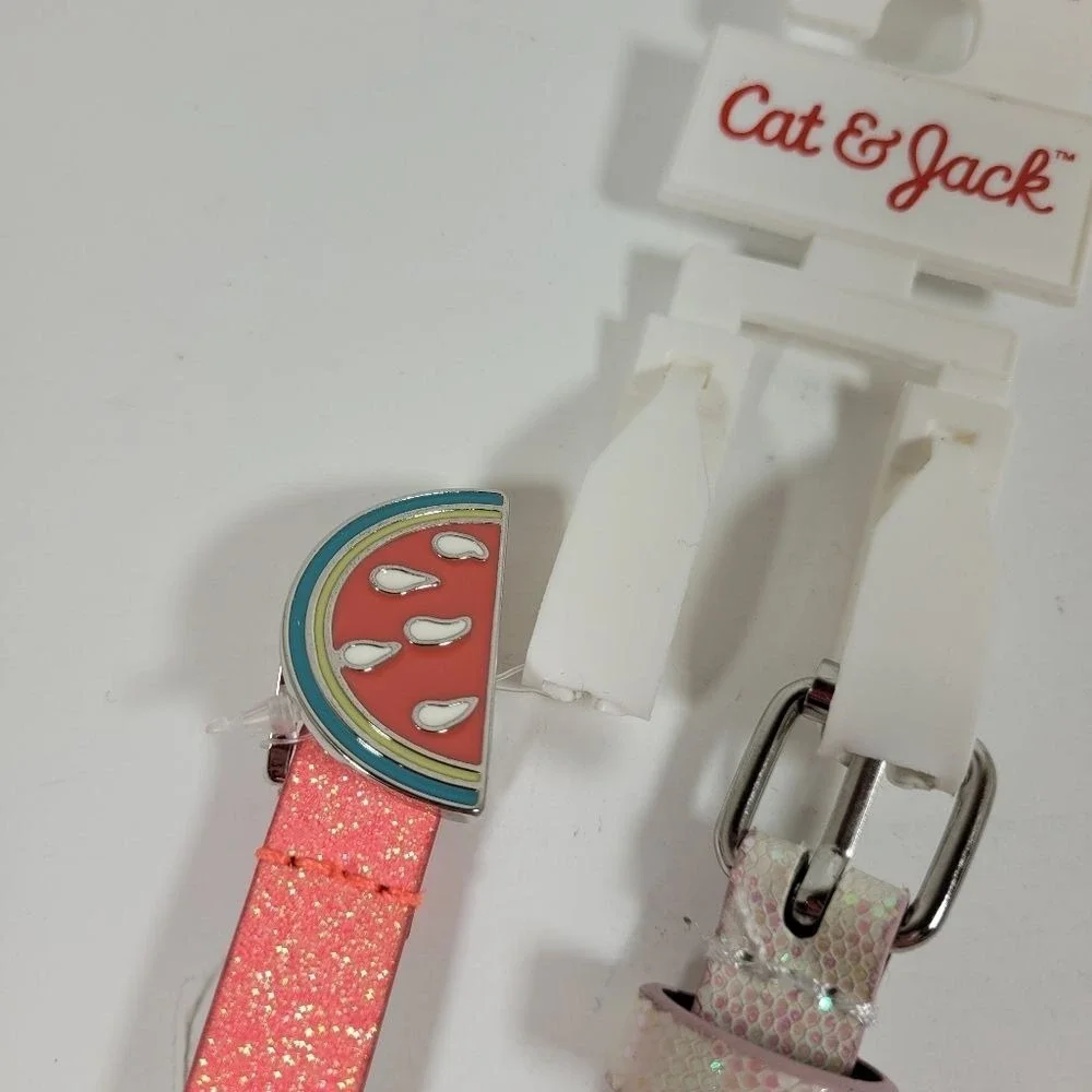 Cat & Jack Girls Belts Lot (Includes 2‎ sets, 4 belts total) 2 White & 2 Pink